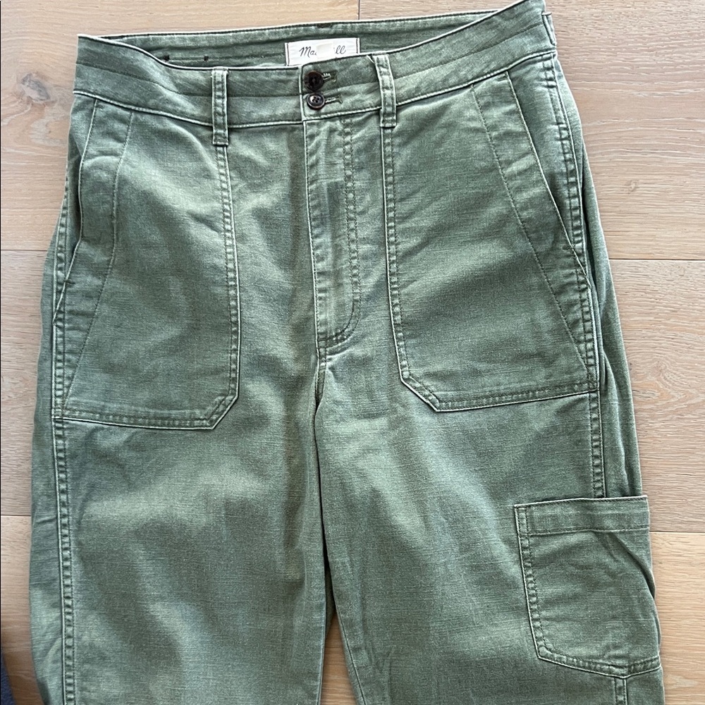 Madewell Sage Green Cargo Jeans Straight Leg Pants Sz 28 - Picture 8 of 17